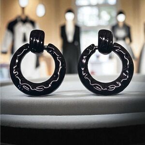 Elegant Metallic Purple Hoop Earrings